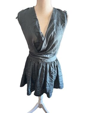 Sleeveless Draped V-Neck Mini Dress